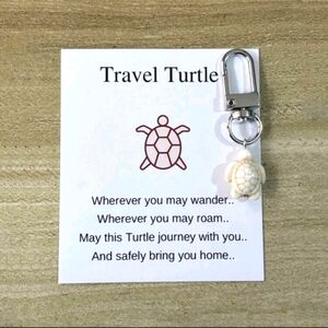 Travel turtle loving gift white keychain mini wander aesthetic vintage s…
